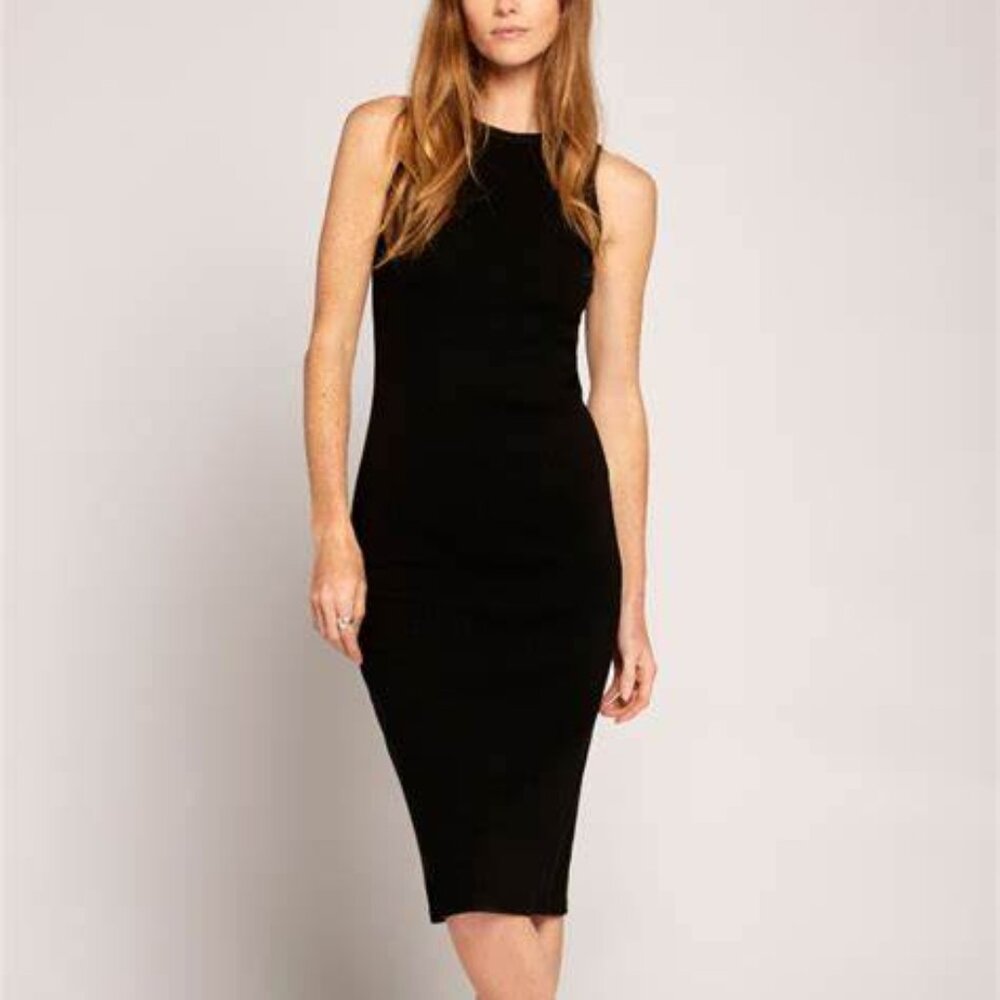 CURRENT/ELLIOTT The Ava Sleeveless Cotton Bodycon Dress in Black Size XL NWT
